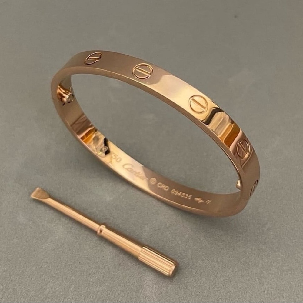 Rose Gold Screw Motif Bangle Bracelet